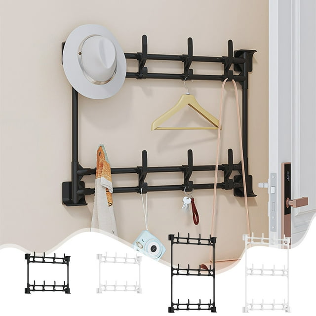 Estante Colgante Multifuncional | Gancho Autoadhesivo Sin Perforaciones | Almacenamiento para Cocina, Baño y Sala de Estar | Plástico | Negro | 52 X 37,5 Cm | Capacidad de Carga: 5 Kg | 350 G | Resis