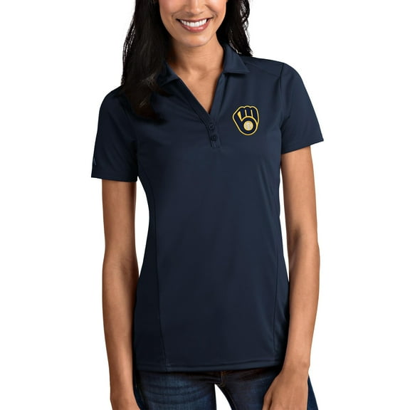 Women's Antigua Navy Milwaukee Brewers Team Tribute Polo