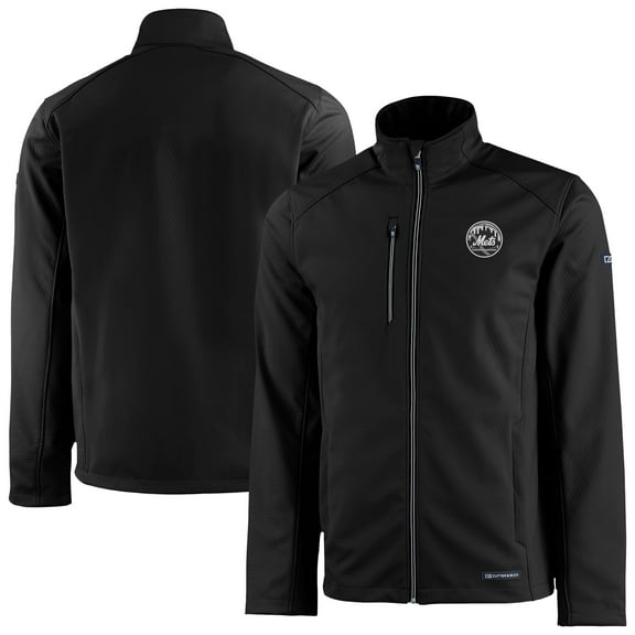 Men's Cutter & Buck Black New York Mets Evoke Eco Softshell Recycled Full-Zip Jacket
