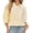 Beige, variant on Three Quarter Sleeve Solid Color Women Ruffle Blouse Button Down Crop Tops