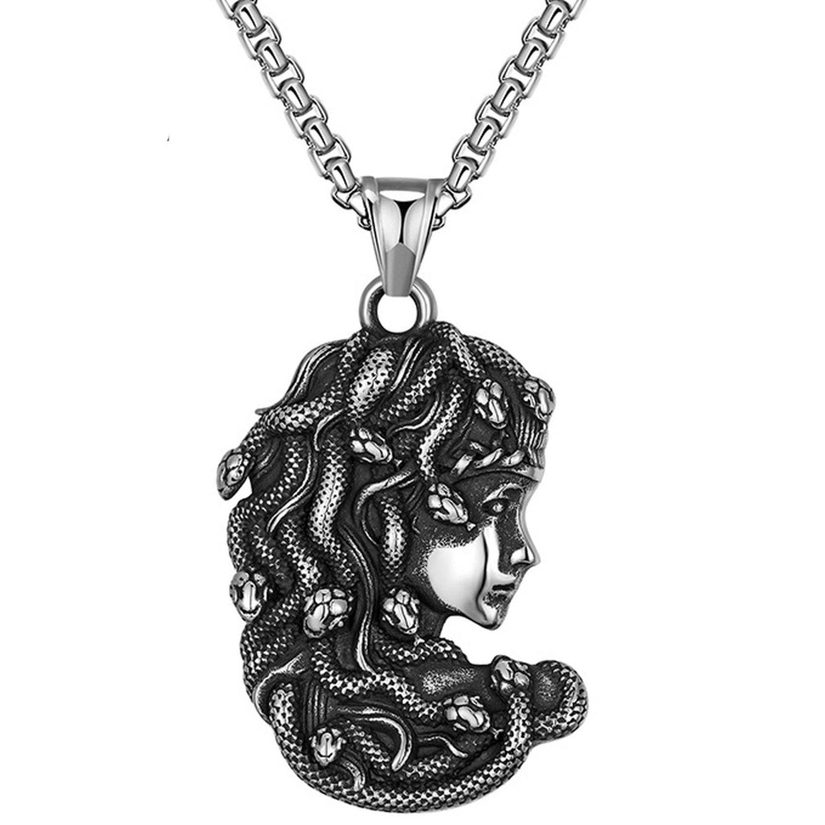 Greek Mythology Medusa Snake Haired Stainless Steel Mens Ring Black Silver Tone Greek Mythology Medusa Snake Haired Stainless Steel Mens Ring Black Silver Tone
