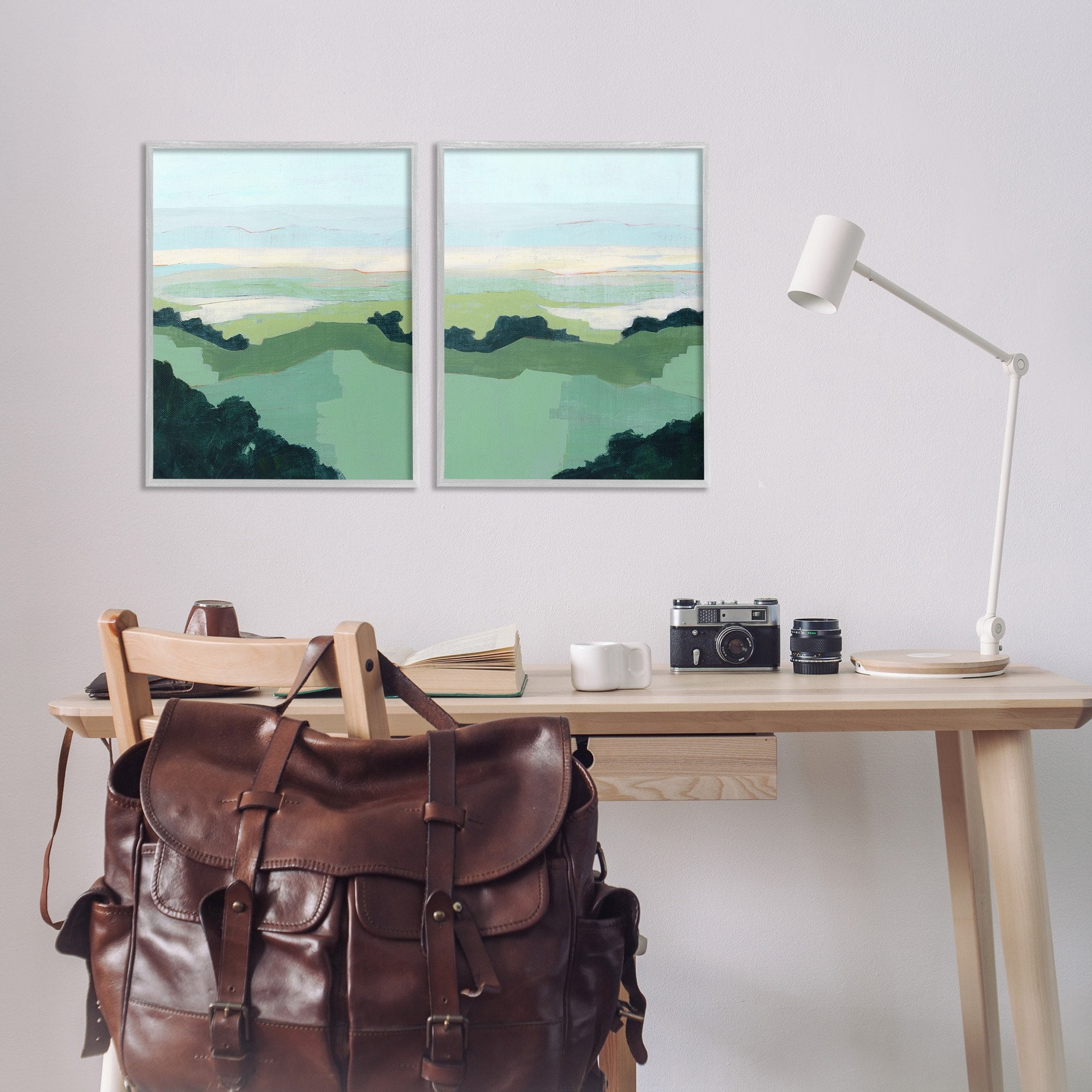 Stupell Industries Hill Side Nautical Landscape Abstract Greenery Gray Framed by Grace Popp