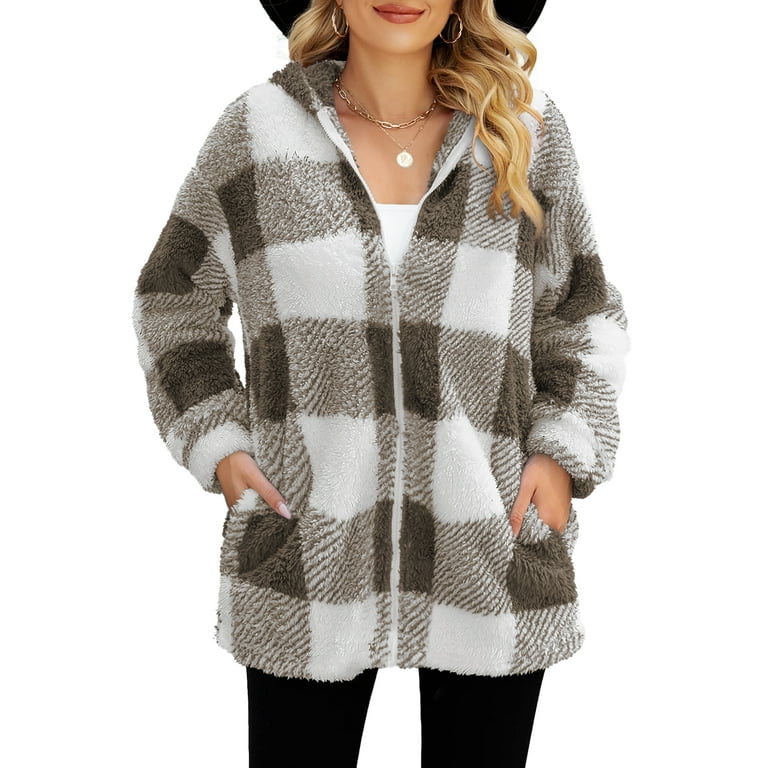 Buffalo plaid fleece jacket online