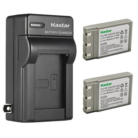 Image of Kastar 2-Pack Battery and AC Wall Charger Replacement for Konica DR-LB4 Minolta NP-500 NP-600 Battery Konica Revio KD-310 KD-310Z KD-400Z KD-410Z KD-500Z KD-510Z Minolta DiMage G400 G500 G600 Camera
