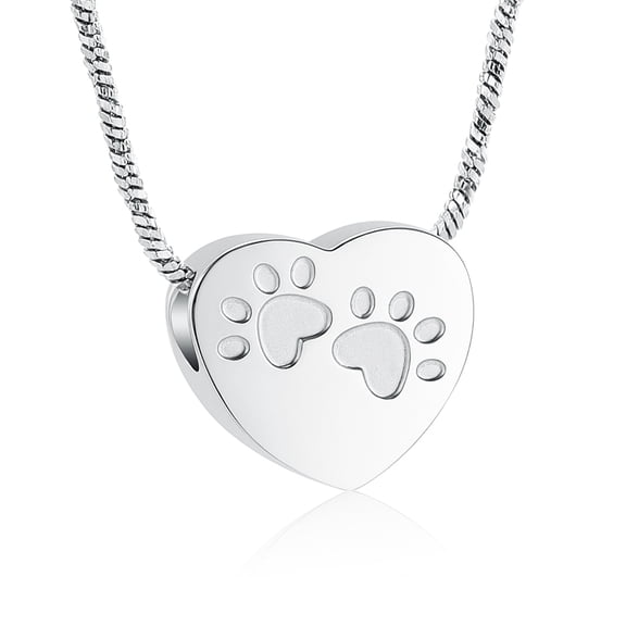 Pet Heart Cremation Jewelry for Ashes Pendant Paw Print Pet Heart Urn Necklace Memorial Keepsake Jewelry for Pet/Dog's/Cat's Ashes