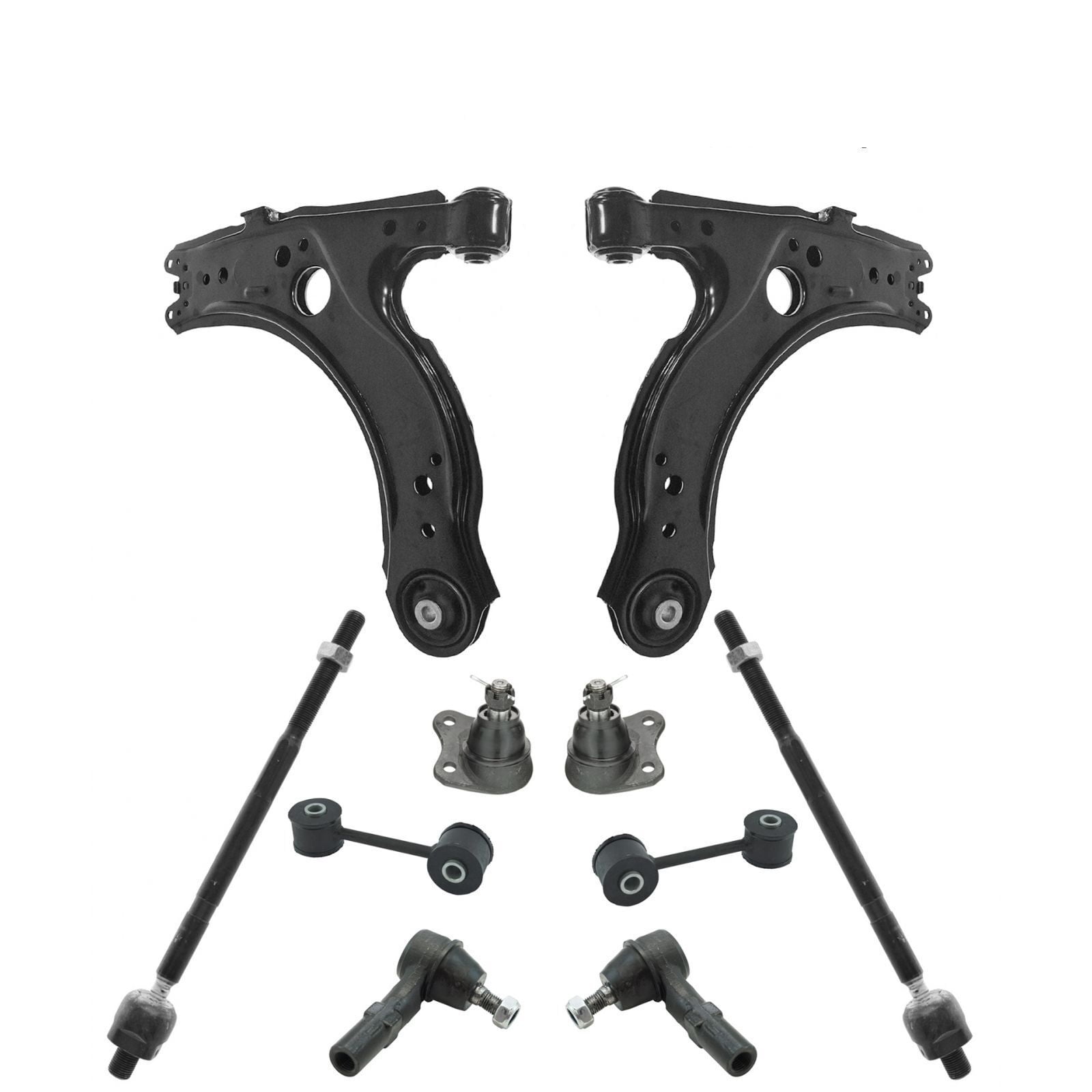 10pc Front Steering & Suspension Kit Ball Joint Tie Rods Control Arms
