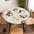 thumbnail image 5 of Bee Sunflower Elastic Fitted Round Table Cover Vintage Floral Waterproof Outdoor Tablecloth for Holiday Party, Picnic, Patio & Dining Fits Tables Up to 45"-54", 5 of 8