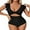 Black- ruch v neck, variant on Charmo Women's One-Piece Swimsuit Ruffle Bathing Suit with Tummy Control Sexy Monokini Swimwear