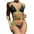 thumbnail image 2 of Elainilye Fashion Womens Bikini Set Two Piece Bathing Suit Sexy Love Drawstring Bikini Swimsuit Swimwear,Black, 2 of 7