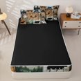 thumbnail image 4 of Homewish Vintage Wooden Planks Zipper Twin Comforter Sets with Fitted Sheet and 2 Pillowcases,Jungle Animal Alphabet D Print Zipper Bedding Set For Kids,Black Reversible,4-Piece, 4 of 7