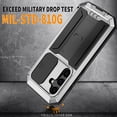 thumbnail image 6 of SaniMore for Samsung Galaxy S24 5G 2024 Rugged case with Screen Protector, Stand Camera Slide Cover for Samsung S24 Metal Military Sturdy Armour Shockproof Cover for Man Outdoor, Silver, 6 of 8