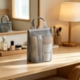thumbnail image 4 of Bolsa de artículos de aseo para viajes con compartimentos de malla, impermeable y transpirable, de gran capacidad y ligera, para playa, vacaciones, gimnasio, rosa o gris., 4 of 6