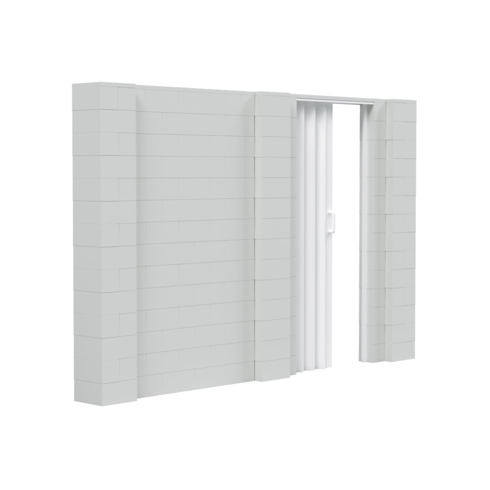 EverBlock 11’ x 7’ Wall Kit with Accordion Door | 3’ x 7’ Doorway | Modular Building Blocks | Wall Display System | Room Divider & Partition | Easy to Connect & Reuse | Indoor & Outdoor Use