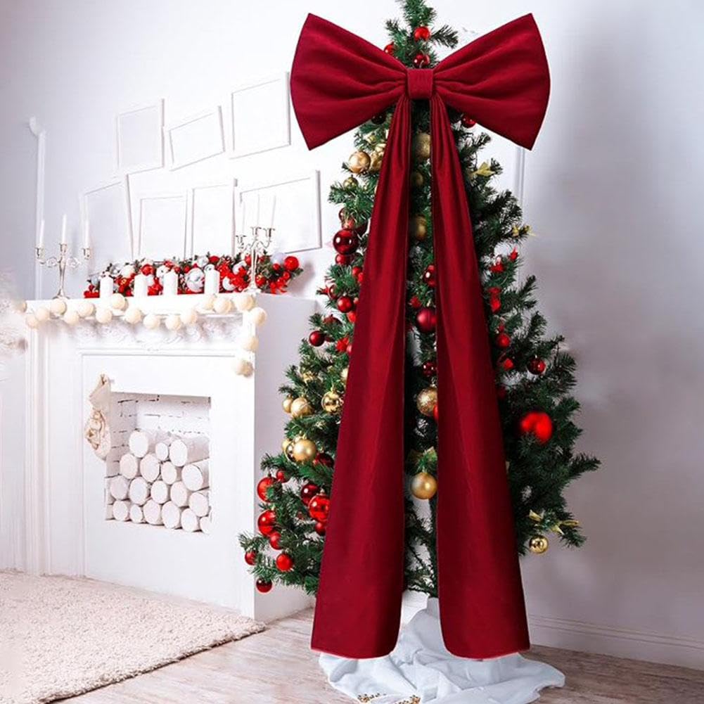 Christmas Decorations - Christmas Decor,6Ft Xmas Tree Giant Flannel Bow for XmasTree,Big Red Flannel Bow for Tree Topper Window Wall Mantle,Indoor Room Party Valentines Xmas Decor(Black)