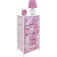 thumbnail image 3 of ZXNYH Fabric Dresser for Kids Bedroom - Chest of 5 Drawers, Tall Storage Tower, Clothing Organizer, for Closet, for Playroom, for Nursery, Steel Frame, Fabric Bins - Wood Handle (Pink), 3 of 6