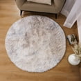 thumbnail image 4 of IR Imperial Rooms Shaggy Rug 4x4ft Round for Bedroom Fluffy Shag Rug Anti-Slip Living Room Washable Soft Carpet Tie Dye Light Gray, 4 of 12