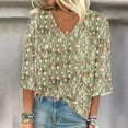 thumbnail image 2 of Quinlirra Womens Tops Clearance Women's Long Sleeve Summer V Neck Sexy Casual Tops Regular Printed Blouse Tops, 2 of 5
