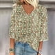thumbnail image 1 of Fiudx Ropa de Mujer Blusa de Manga Larga de Verano con Cuello En V para Mujer, Sexy, Casual, con Estampado Regular, 1 of 5
