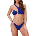 thumbnail image 1 of INSPIRAR CHIC Conjunto de Bikini de Dos Piezas con Tirante Asimétrico y Anillo Metálico para Mujeres, Parte Inferior Triangular, Pequeño, Azul Real, 1 of 5