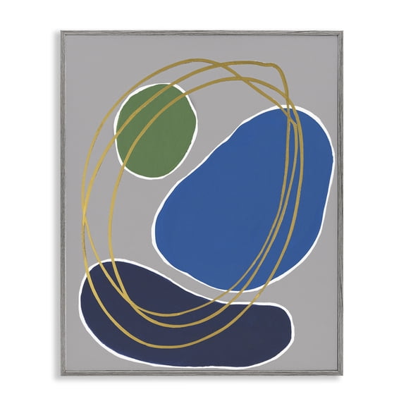 Stupell Industries Modern Oblong Geometric Shapes Gray Framed Giclee Art, 11 x 14, by Regina Moore