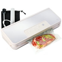 Greater Goods Vacuum Sealer Machine for Sous Vide Cooker, Freezer Bags, and More, with 1 Roll of Vacuum Seal Bags (Birch White)