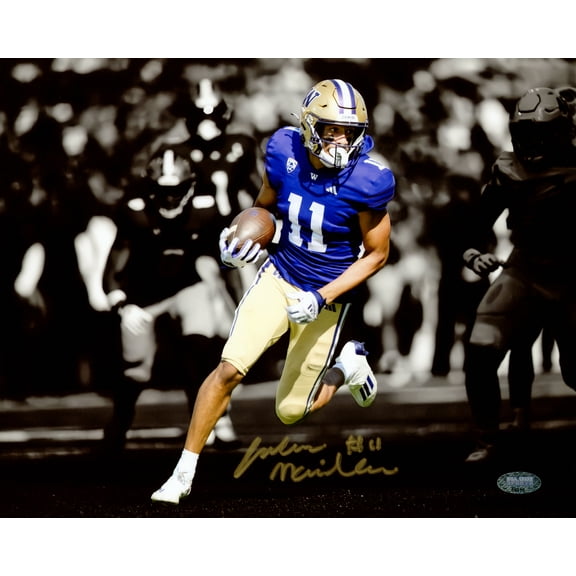 Jalen McMillan Autographed 8x10 Photo Washington Huskies Spotlight MCS Holo 222068