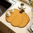 thumbnail image 2 of Moocorvic Dish Mat Drying Kitchen Mat, Pumpkin-Shape Super Absorbent Dish Drying Mat Countertop Cloth Pad Wash-free Heat Insulation Pad for Thanksgiving Decor(Yellow), 2 of 5