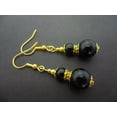 thumbnail image 5 of K-KED A PAIR OF PRETTY 8-10 MM MULTICOLOR JADE GEMSTONE BEAD DANGLY EARRINGS. NEW.-Blue Jade, 5 of 8