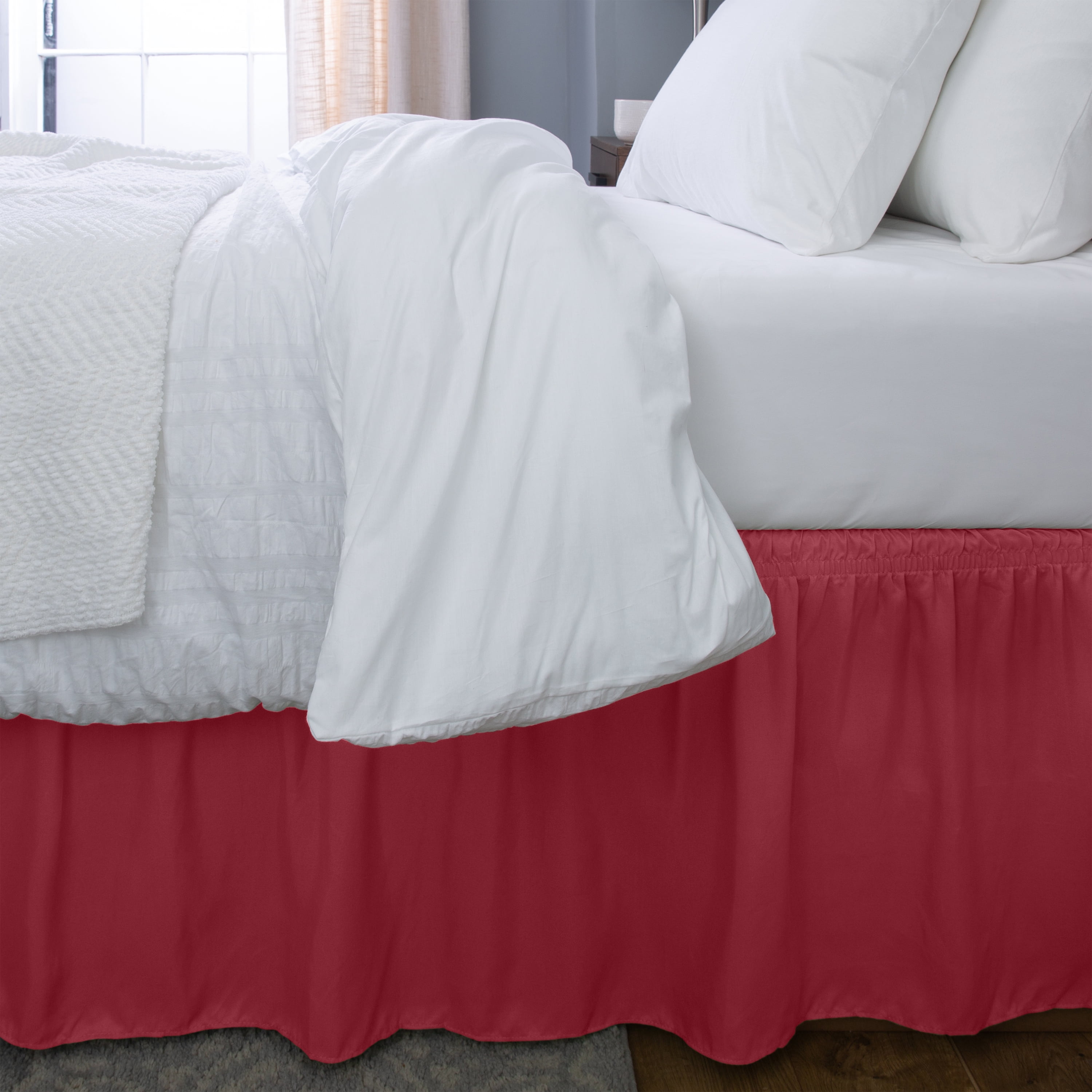 Home Details 18" Drop Wrap Around Bed Ruffle Twin/Full in Burgundy