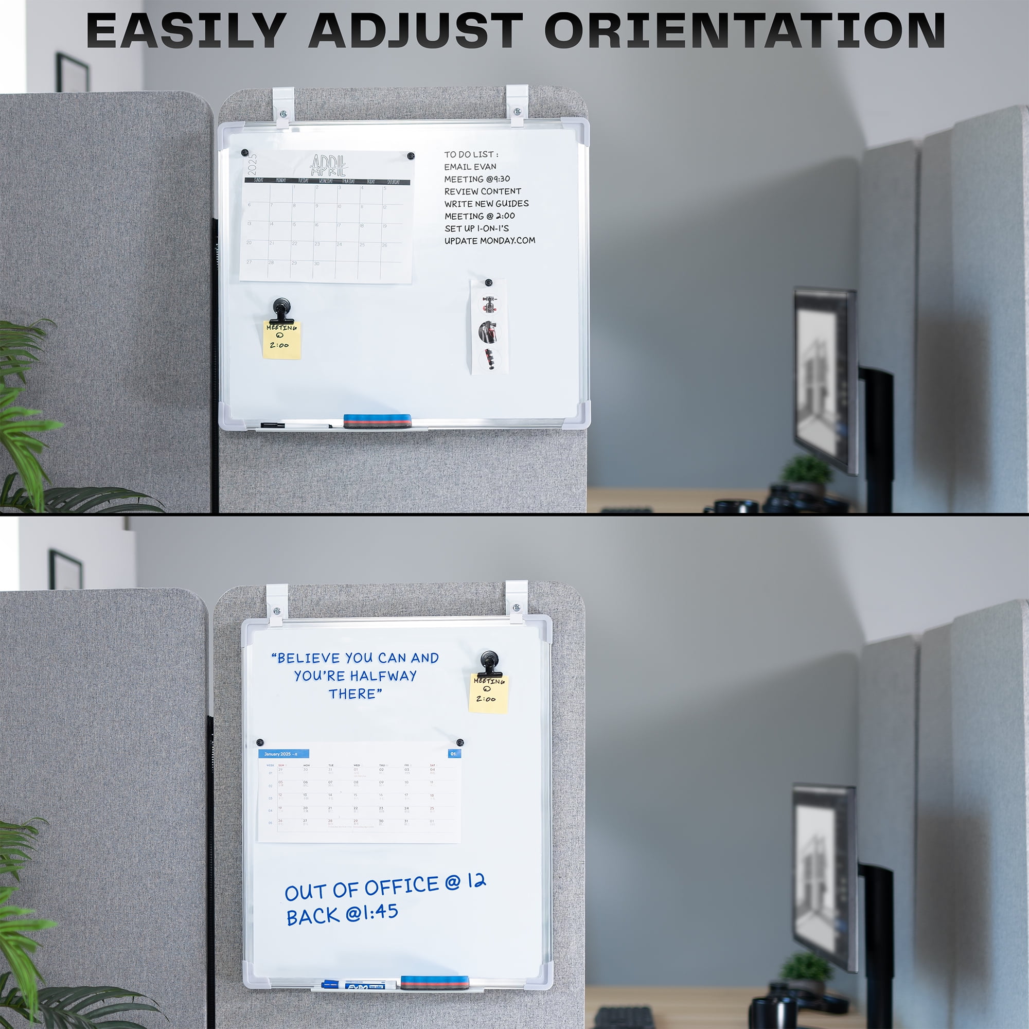 VIVO 24 x 20 inch Hanging Whiteboard with Metal Hook Mounting System for Door