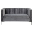 thumbnail image 5 of Morden Fort Contemporary Living Room Set Velvet Upholstered Accent Chair Loveseat Gray, 5 of 8