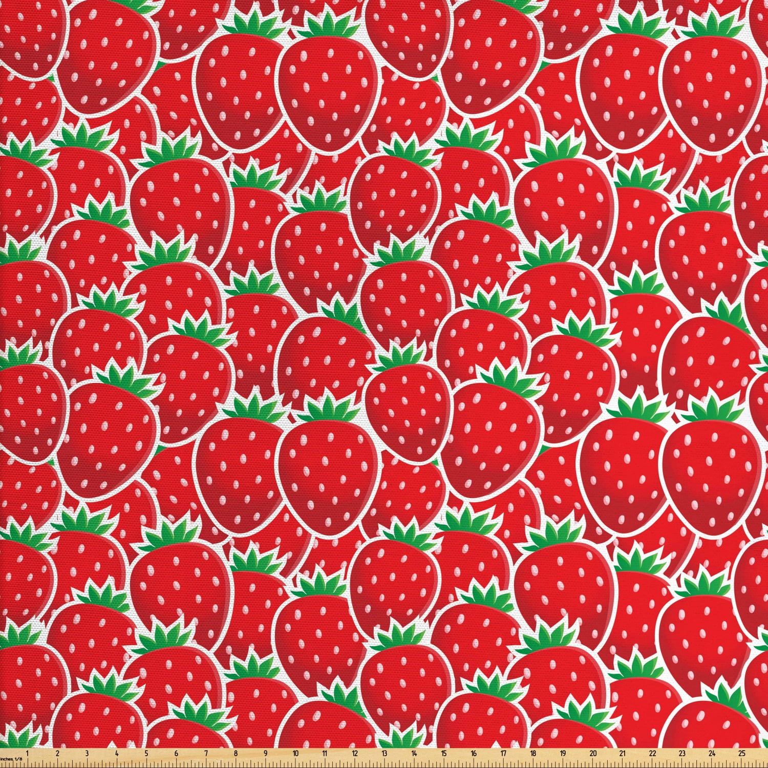 Fruits Fabric by The Yard, Strawberry Themed Botany Seeds Yummy Food Organic Growth Diet Health