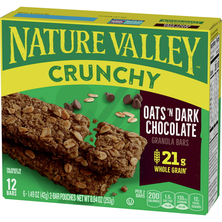 Nature Valley Crunchy Granola Bars, Oats 'n Dark Chocolate, 12 Bars, 8.94  OZ (6 Pouches)