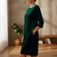 thumbnail image 5 of Karight Women's Velvet Dress Trendy Formal Long Sleeve Loose Casual Swing Mixi Dresses Plus Size for Daily Wear with Pockets, 5 of 5