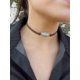 thumbnail image 3 of Boho Teal collar cadena marrón cuero gargantilla collar ante hippie joyería para damas y niñas, tamaño libre, 3 of 5