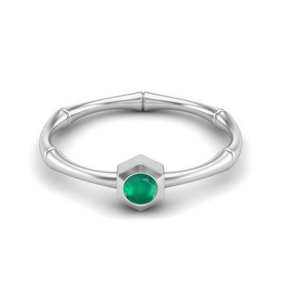 0.50 Ctw Round Green Onyx 925 Sterling Silver Solitaire Geometric Woman Mother's Day Gift Ring