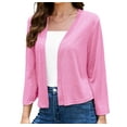 thumbnail image 3 of Asklazy Women's 3/4 Sleeve Shrugs Lightweight Open Front Cropped Cardigan for Women,US Size,L,Pink purple, 3 of 11