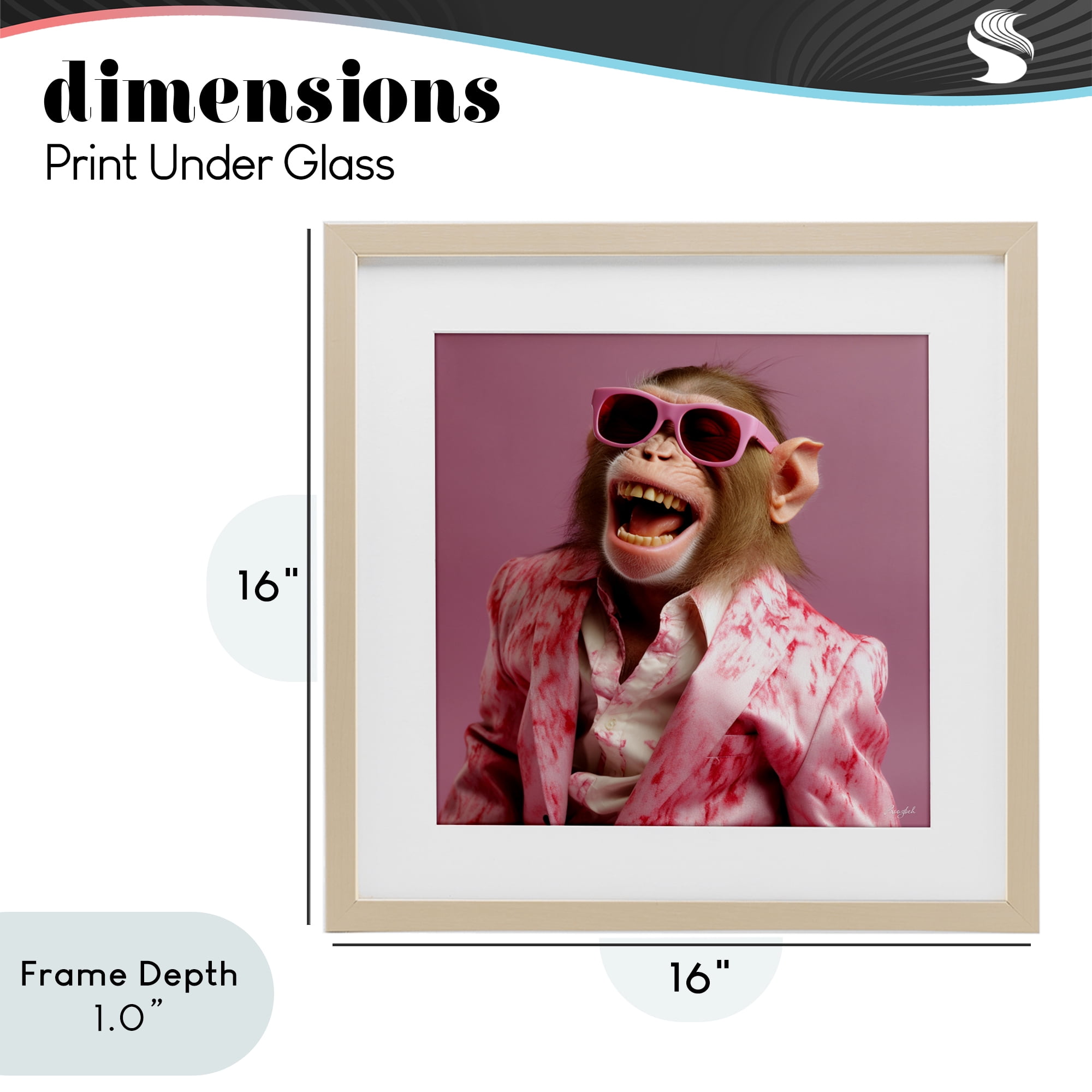 Stupell Industries Hipster Monkey in Suit Birch Framed Print Under Glass, design by Roozbeh
