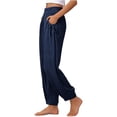 thumbnail image 5 of Dolkfu Regular Fall&Winter Pants for Women Blue Jogger Cotton Blend Refined Mid-Waist Joggers Sweatpants Solid Casual Elastic Waist Pants Navy,M, 5 of 5