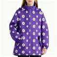 thumbnail image 3 of YunPes Girls Long Fleece Lined Jacket Colorful Pattern Hooded Windproof Warm Coat with Pockets Teen Winter Outdoor Windbreaker, 3 of 9