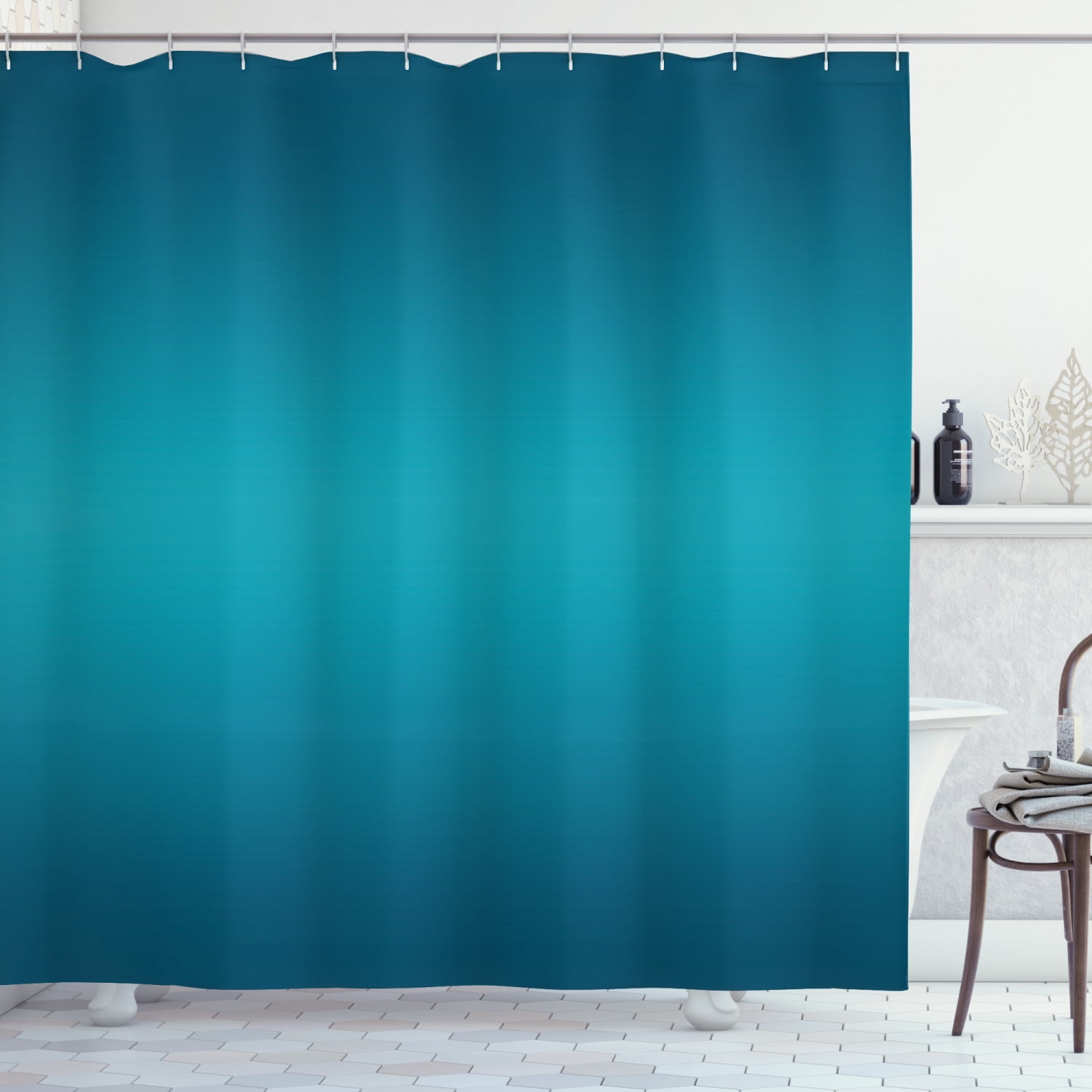 Ombre Shower Curtain, Deep Blue Tropical Ocean Exotic Lands Inspired