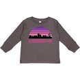 thumbnail image 3 of Inktastic Albuquerque New Mexico Retro Sunset Skyline Girls Long Sleeve Toddler T-Shirt, 3 of 5