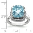 thumbnail image 2 of Sterling Silver Rhodium Diam. & Checker-Cut Light Swiss Blue Topaz Ring - Size 7, 2 of 2