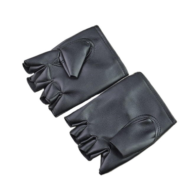 Par de guantes de estilo punk para hombre, guantes de medio dedo, guantes a prueba de viento para rendimiento (negro)