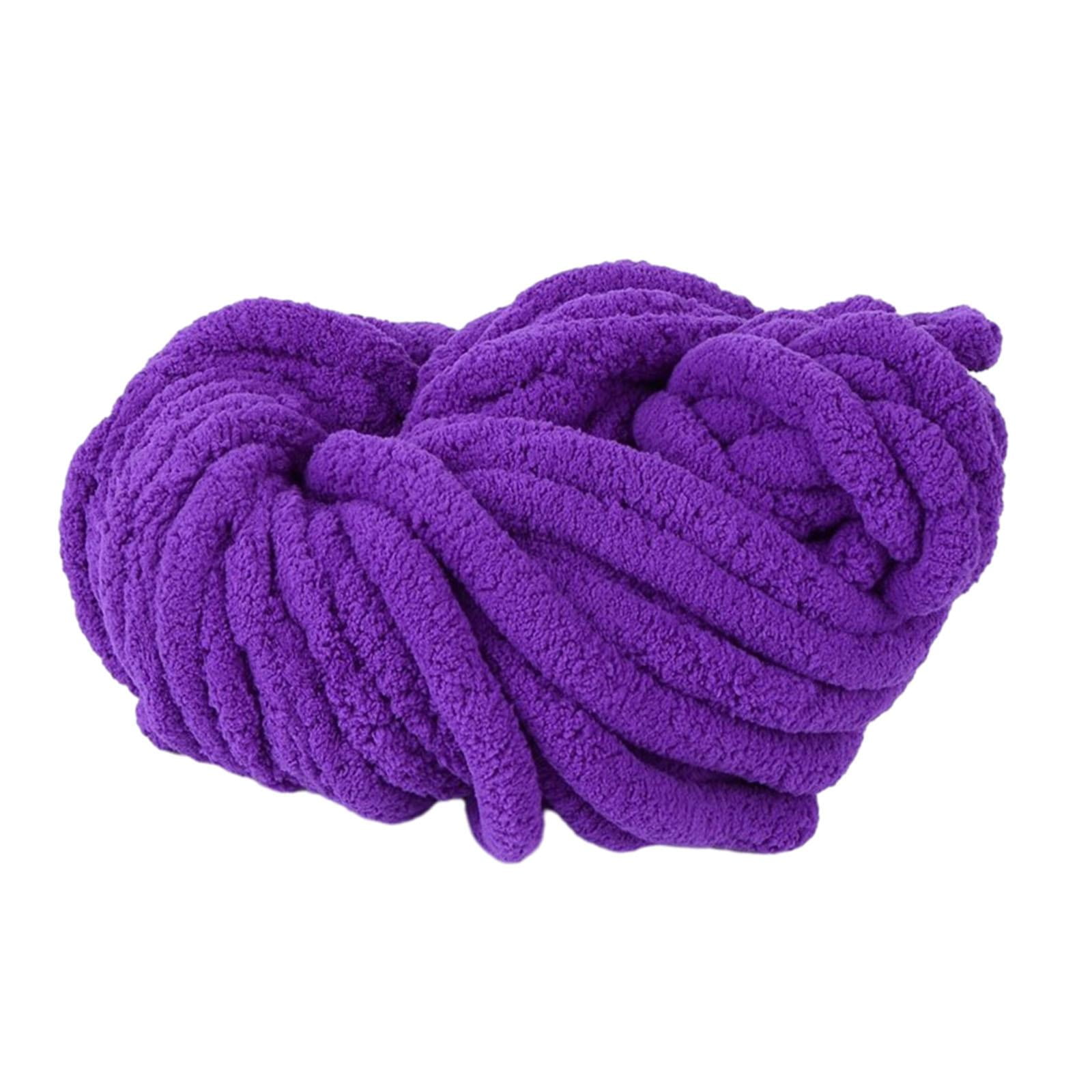 Yunhgft Chunky Chenille Yarn Acrylic Fibers Giant Soft Yarn Jumbo Bulky Yarn for Cushion Violet