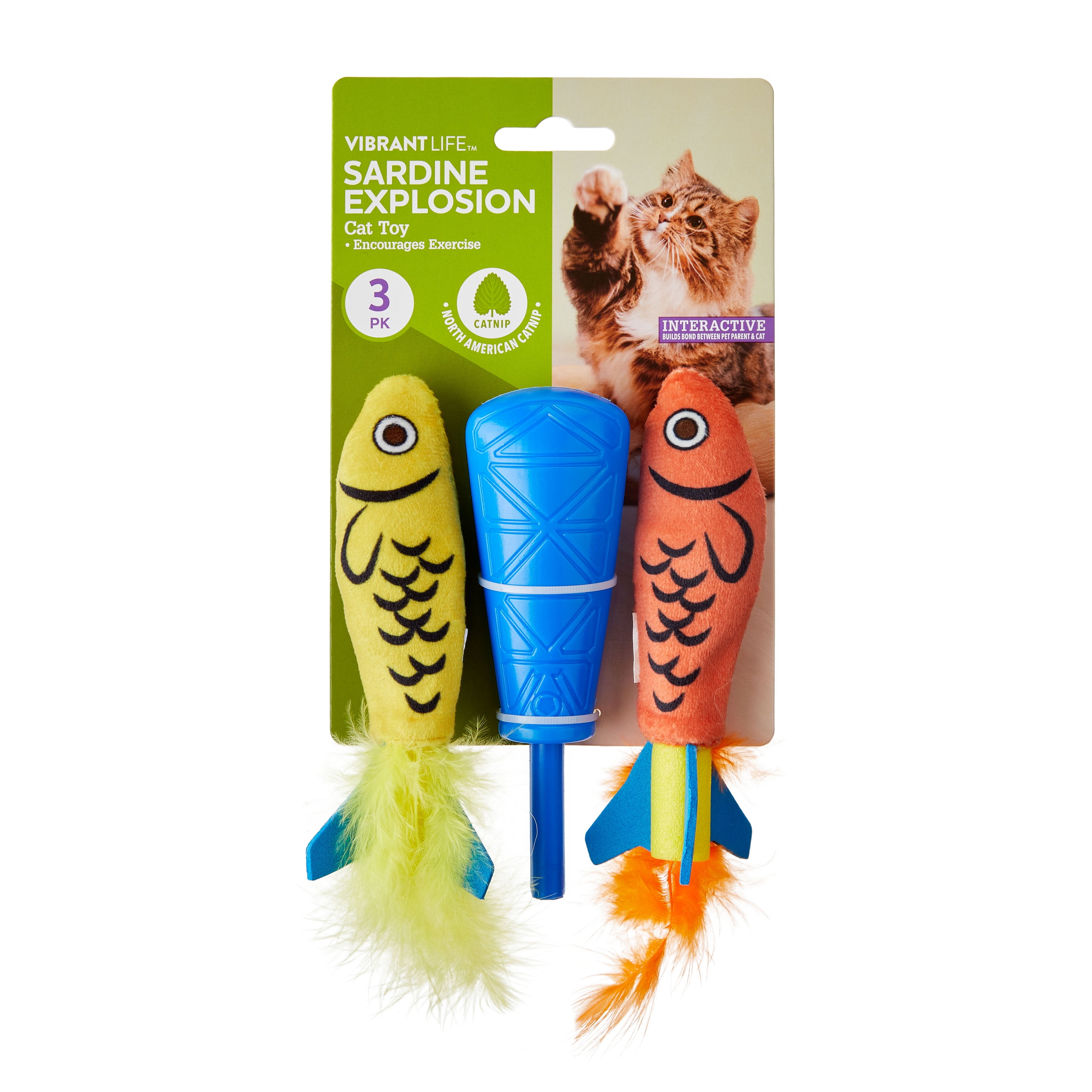 Vibrant Life Sardine Explosion Catnip Interactive Cat Toy Set, 3 Pieces