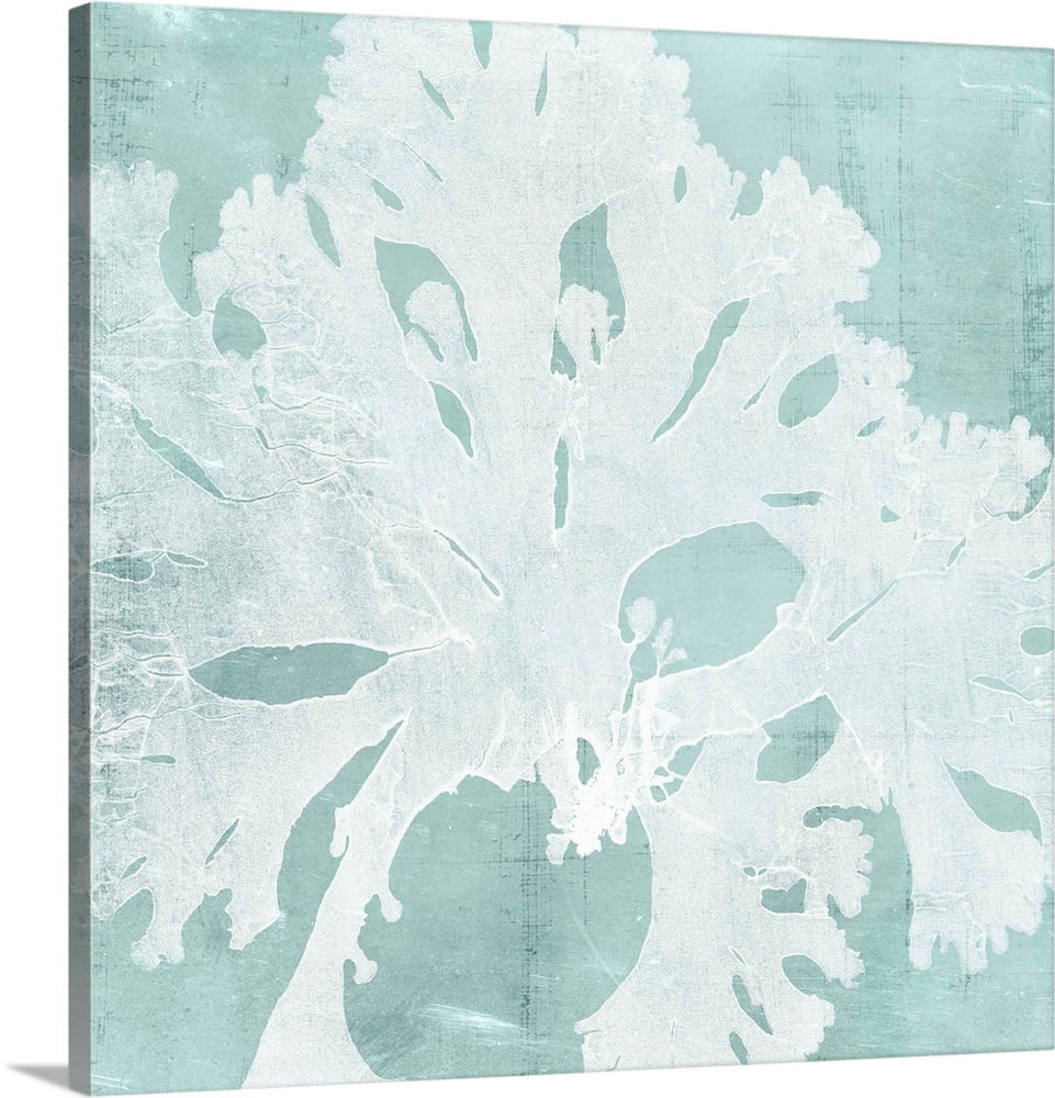Seaweed on Aqua V | Canvas Wall Art, Coastal Home Decor | 16x16