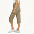 thumbnail image 5 of Bloomae Women's Cargo Capris Lightweight Quick Dry Hiking Travel Capris Summer Casual Drawstring Elastic High Waist Cropped Pants with Multi-Pockets, 5 of 9