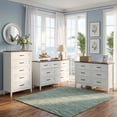 thumbnail image 4 of Gizoon 3-Piece Bedroom Furniture Dresser Set, White Farmhouse 5 & 6 & 7 Drawer Chests with Retro Top and Black Handles, 4 of 9