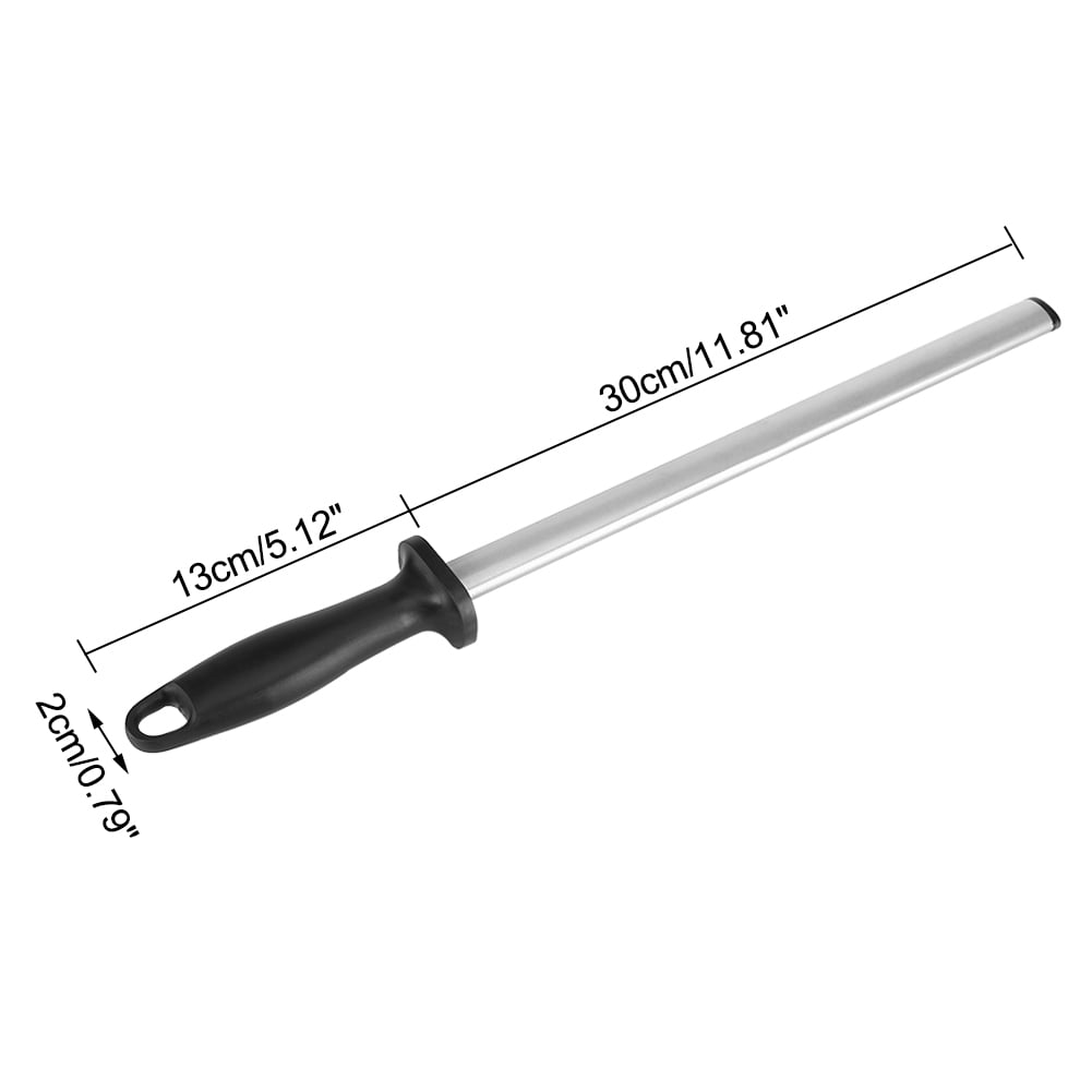 Nieyigj 600 Grit 12 Inch Portable Kitchen Knife Sharpening Rod Oval Diamond Sharpener Stick with Non-Slip Plastic Handle Black Silver